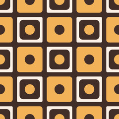 Colorful geometric pattern. Vector modern vintage brown small geometric square circle random shape seamless pattern background. Use for fabric, interior decoration elements, upholstery, wrapping.