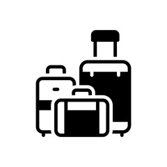 Black solid icon for luggage