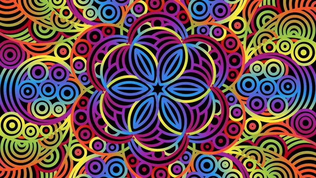 luxurious motion graphic colourful  flowers line art pattern of indonesian culture traditional batik  for  commercial ads