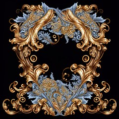 Decorative Baroque Ornament Rococo luxurious art border design Manual composition.Design for cover, fabric, textile,
