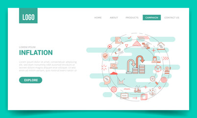 inflation concept with circle icon for website template or landing page homepage