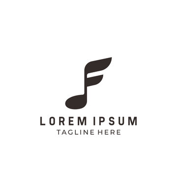 Simple and iconic design blend of the letter F and musical notes.