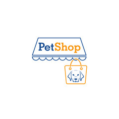 Pet shop logo design template isolated on white background