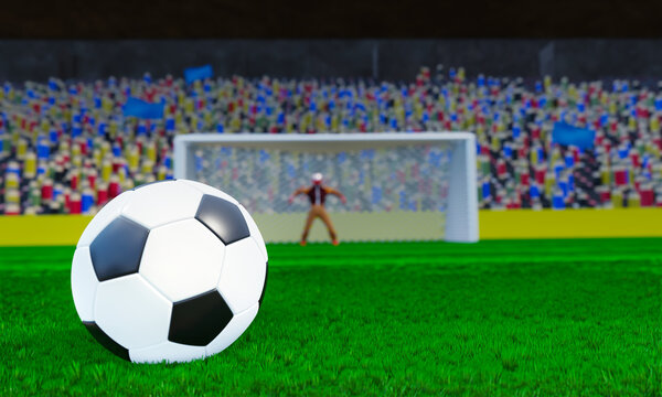 Ball Football Basic Pattern Place a penalty in front of the goalkeeper. in a football match on the theme of the World Cup or League match. 3d rendering