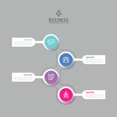 Circular Connection Steps business Infographic Template with 4 Element