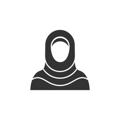 Muslim woman glyph icon in traditional islamic clothes. Vector illustration.