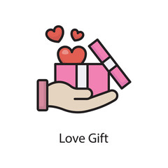 Love Gift Vector Filled Outline Icon Design illustration. Love Symbol on White background EPS 10 File