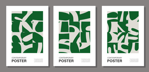 Set of minimalist wall art posters with abstract contemporary style collage