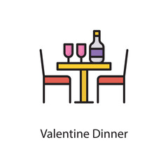 Valentine Dinner  Vector Filled Outline Icon Design illustration. Love Symbol on White background EPS 10 File