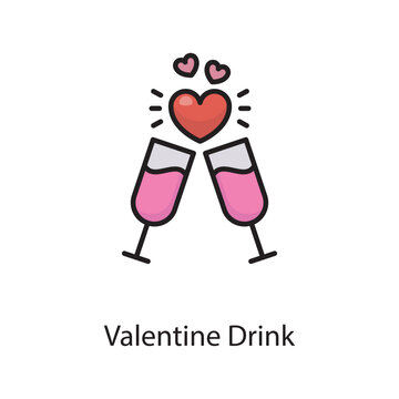 Valentine Drink Vector Filled Outline Icon Design illustration. Love Symbol on White background EPS 10 File