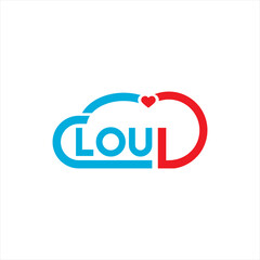 Cloud logo design. Illustration of cloud letter with heart. Unique logo