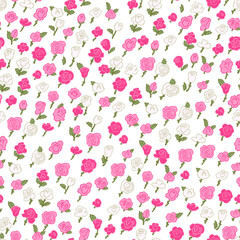 Print with spring flowers. Vector seamless floral pattern. Floral design for fashionable prints. Endless print of small pastel tones. An elegant template. White background.
