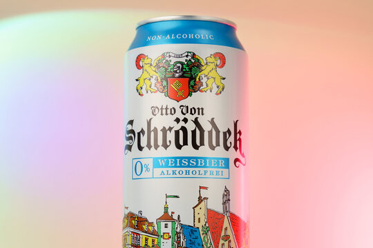 Tyumen, Russia-November 02, 2022: Otto von Schrodder non alcoholic beer, founded in 1885. Selective focus