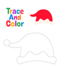 Christmas elf hat tracing worksheet for kids