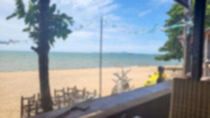 Fototapeta na wymiar Blur tropical beach seaside in Thailand