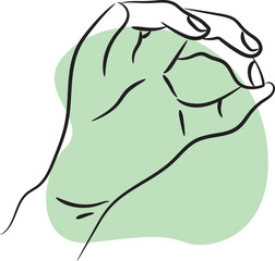 Hand illustration symbol finger human set index finger palm icon outline line art