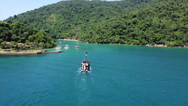 Pirate Ship Tour above Crystal Clear Reef in Brazilian Ocean Sailing between Islands.
Paraty, Brazil By Drone 4k
Aerial Nature + Travel