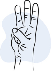 Hand illustration symbol finger human set index finger palm icon outline line art
