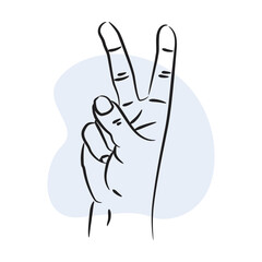 Hand illustration symbol finger human set index finger palm icon outline line art