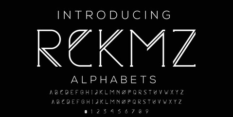 RCKMZ  minimal elegant font creative modern alphabet. Tech letter set with luxury style. minimalist style fonts set.