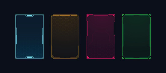 Hud frames futuristic text box border frame scifi digital screen hologram panel vector