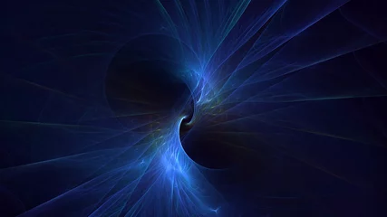 Poster Fractal waves 3D rendering abstract multicolor fractal light background