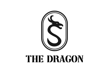 Simple Minimalist Initial Letter S with Dragon Head Logo Design