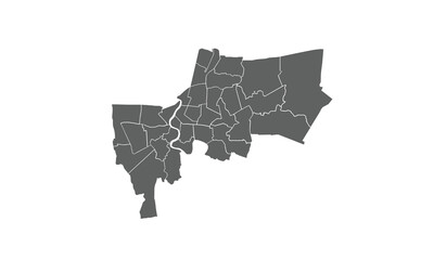 Map of Bangkok isolated on white background. 
