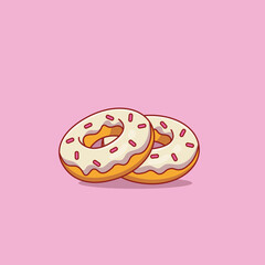 Donuts Vector Icon Illustration. Food Icon Concept White Isolated. Flat Cartoon Style Suitable for Web Landing Page, Banner, Sticker, Background