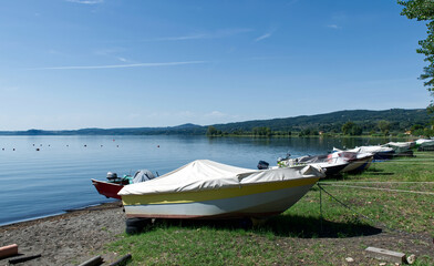 Fototapeta na wymiar Landscape of Lake Bolsena. Viterbo province, Lazio, Italy.