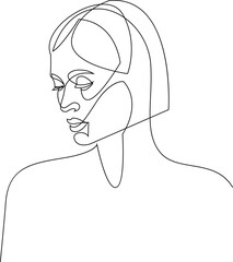 One line female portrait design. Hand drawn minimalism style vector illustration.