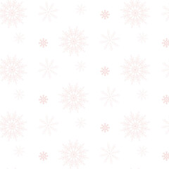 Pattern pink snowflake seamless Santa Claus scarf isolated repeat wallpaper tile background illustration. Gift wrapping paper.