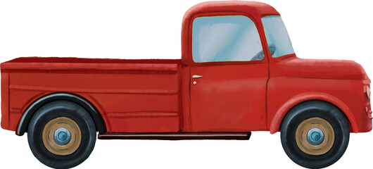 Vintage illustration red truck © ElenaDoroshArt