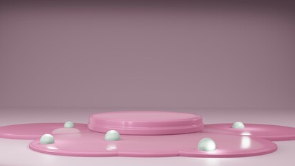 Background 3d light pink rendering with podium, minimal abstract background 3d rendering abstract geometric shape light pink. Stage for awards on website in modern