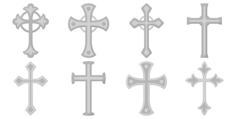 Set of Christian Cross isolated on white background