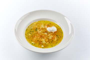 mushroom soup on the white background