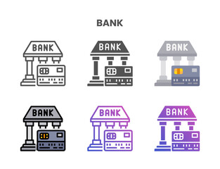 Credit Card Bank icon set style ouline, glyph, flat color and gradient. Vector Illustration for Graphic Design Element. Isolated on white background