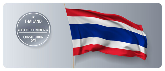 Thailand constitution day vector banner, greeting card