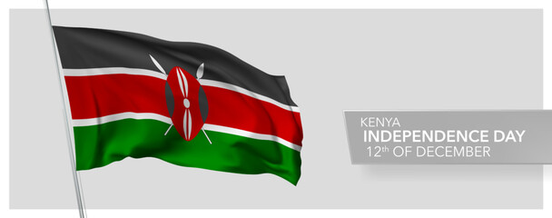 Kenya happy independence day greeting card, banner vector illustration