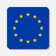 Eurounion flag flat icon. Square vector element with shadow underneath. Best for mobile apps, UI and web design.