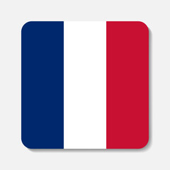 French flag flat icon. Square vector element with shadow underneath. Best for mobile apps, UI and web design.