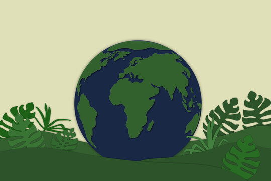 World Earth Planet Green Natural Environment Ecology Background Paper Cut Design 