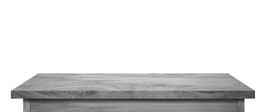 brown wooden table top isolated on transparent background png. Used for displaying or editing your product.