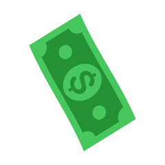 American cash dollar hanging on the tip on white background. USD currency money rain cartoon vector illustration. Bingo prize or jackpot win, banking