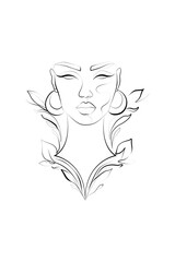 Line Drawing Woman Face, Prints, Bohemian Flowers Wall Art Decor Download, Abstract Female Face Print, Printable One Line Drawing, Feminine Continuous Lines, Minimalist Artwork, Face Line Art, Modern 