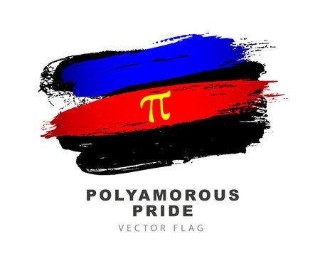The flag of polyamorous pride. Colored brush strokes drawn by hand. A colorful logo of one of the LGBT flags. Sexual identification. Vector illustration