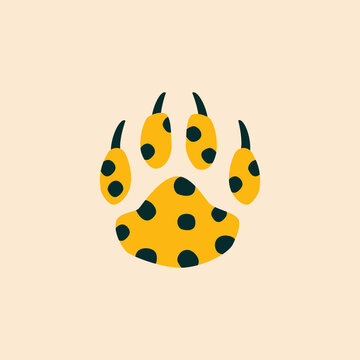 Paw of African leopard hand drawn vector illustration. Isolated safari animal in flat style for logo or icon.