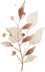 Watercolor leaf branch illustration