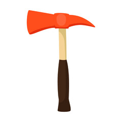 Firefighter hatchet, firefighting equipment cartoon illustration. Fire lorry, Emergency department, rescue, shovel, isolated on white background