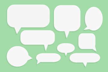 group of blank white speech bubble icon  paper cut on green background